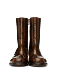 Dries Van Noten Black And Brown Leather Boots