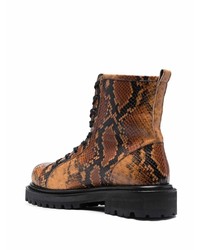 Just Cavalli Lace Up Snakeskin Effect Boots