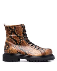 Just Cavalli Lace Up Snakeskin Effect Boots