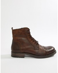 Jack & Jones Leather Boot With Side Zip