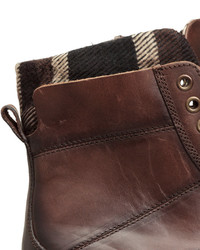 H&M Lined Leather Boots Dark Brown