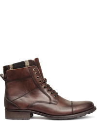 H&M Lined Leather Boots Dark Brown