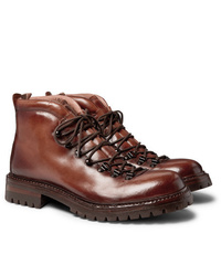 Officine Creative Manchester Shearling Lined Grained Leather Hiking Boots