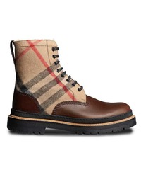Burberry Shearling Lined Leather And Check Boots