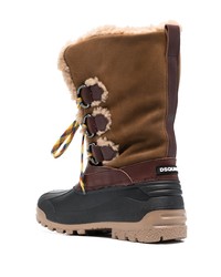 DSQUARED2 Shearling Lined Logo Patch Boots