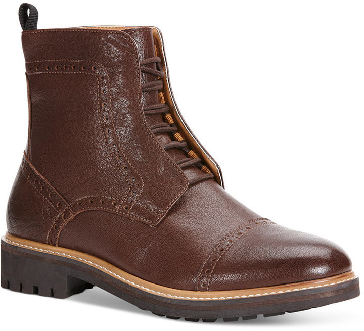 Calvin Klein Jeans Tristram Cap Toe Lace Up Boots, $150 | Macy's | Lookastic