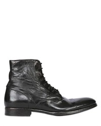 Washed Leather Lace Up Boots