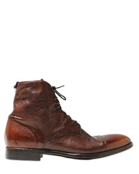 Washed Leather Lace Up Boots