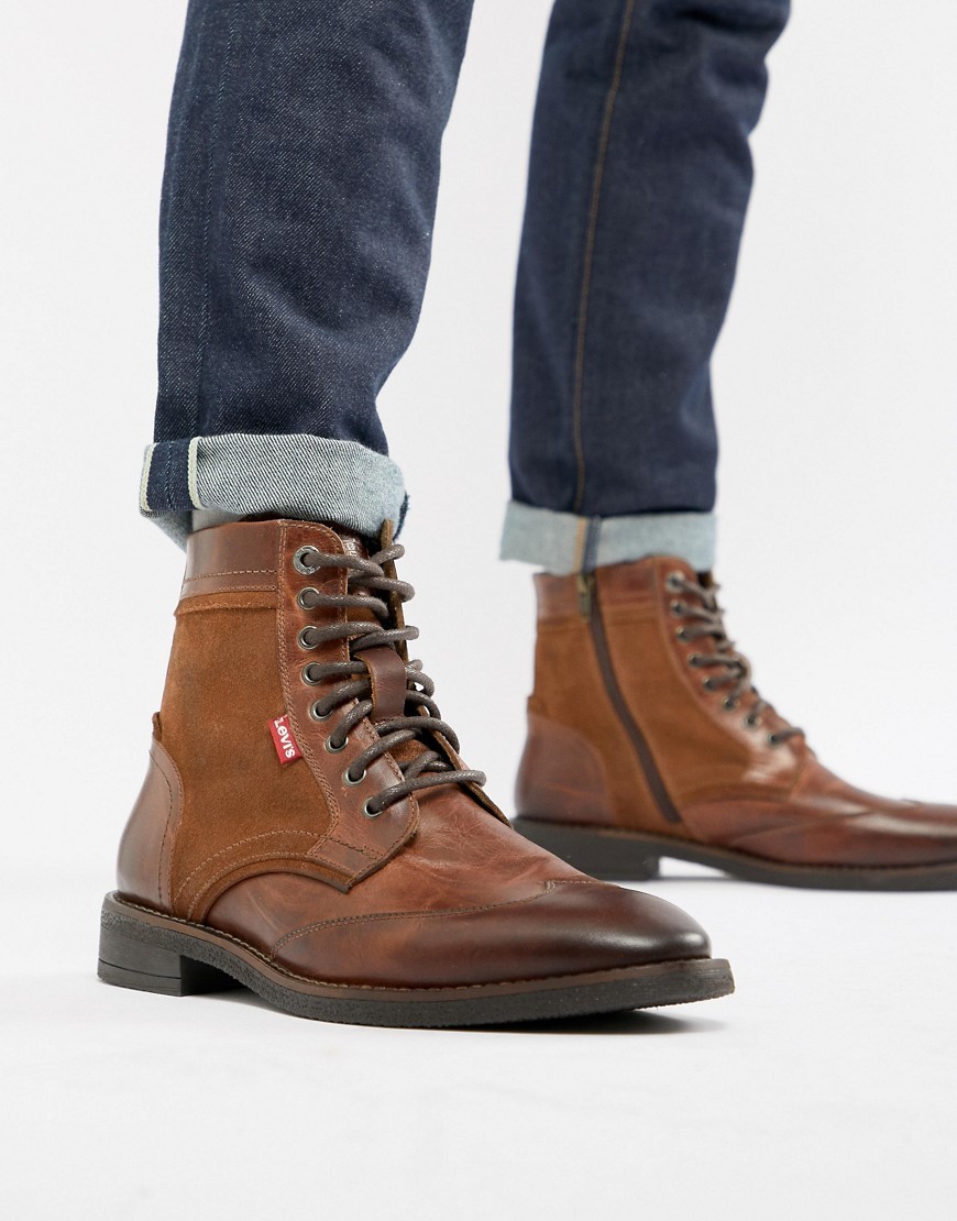 Levi's Whitfield Leather Boot With In Medium Brown, $135 | Asos | Lookastic