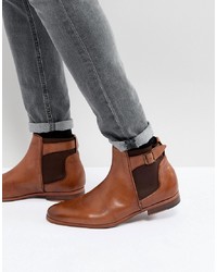 ASOS DESIGN Asos Chelsea Boots In Tan Leather With Strap