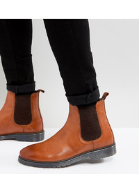 ASOS DESIGN Asos Wide Fit Chelsea Boots In Tan Leather With Ribbed Sole