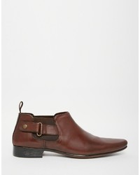 Asos Brand Chelsea Boots In Brown Leather