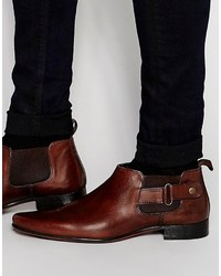 Asos Brand Chelsea Boots In Brown Leather