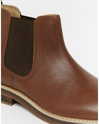 Asos Brand Chelsea Boots In Tan Leather With Chunky Sole