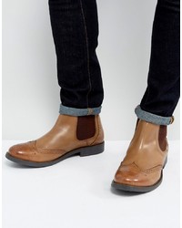 Frank Wright Brogue Chelsea Boots Tan Leather