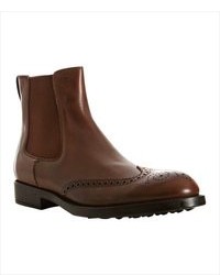 Tod's Brown Leather Beatles Esquire Wingtip Chelsea Boots