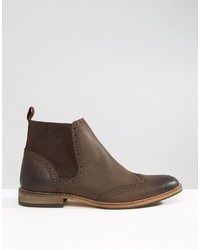 Asos Chelsea Boot In Brown Leather With Natural Sole