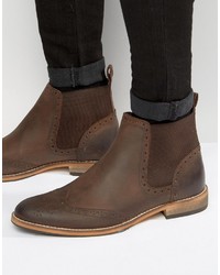 Asos Chelsea Boot In Brown Leather With Natural Sole