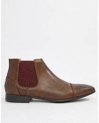 Truffle Collection Chelsea Boot With Paisley Gusset In Brownwine Paisle