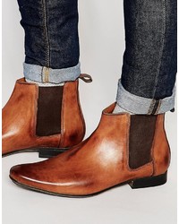 Frank Wright Chelsea Boots In Tan Leather
