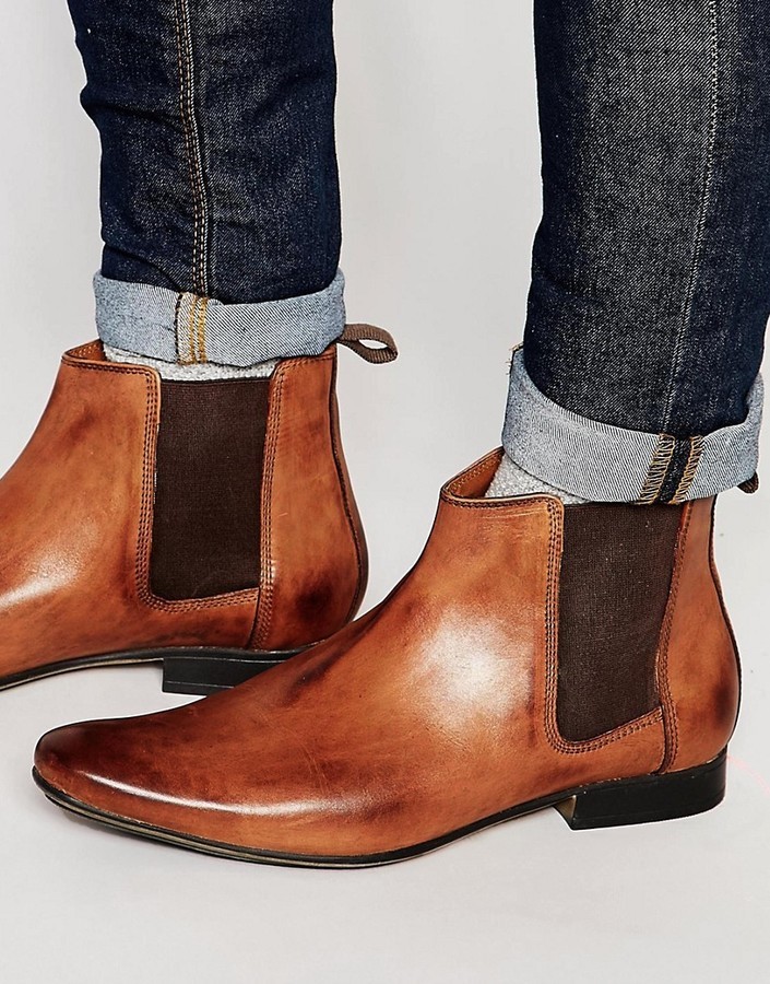 Hviske par bluse Frank Wright Chelsea Boots In Tan Leather, $129 | Asos | Lookastic
