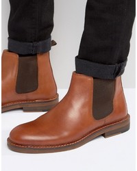 Asos Chelsea Boots In Tan Leather With Natural Sole