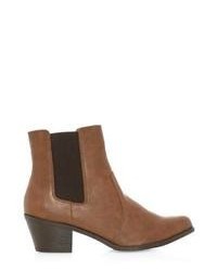 New Look Tan Leather Look Pointed Chelsea Boots