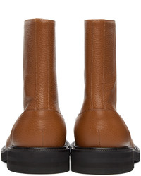 Dries Van Noten Tan Leather Zip Up Boots