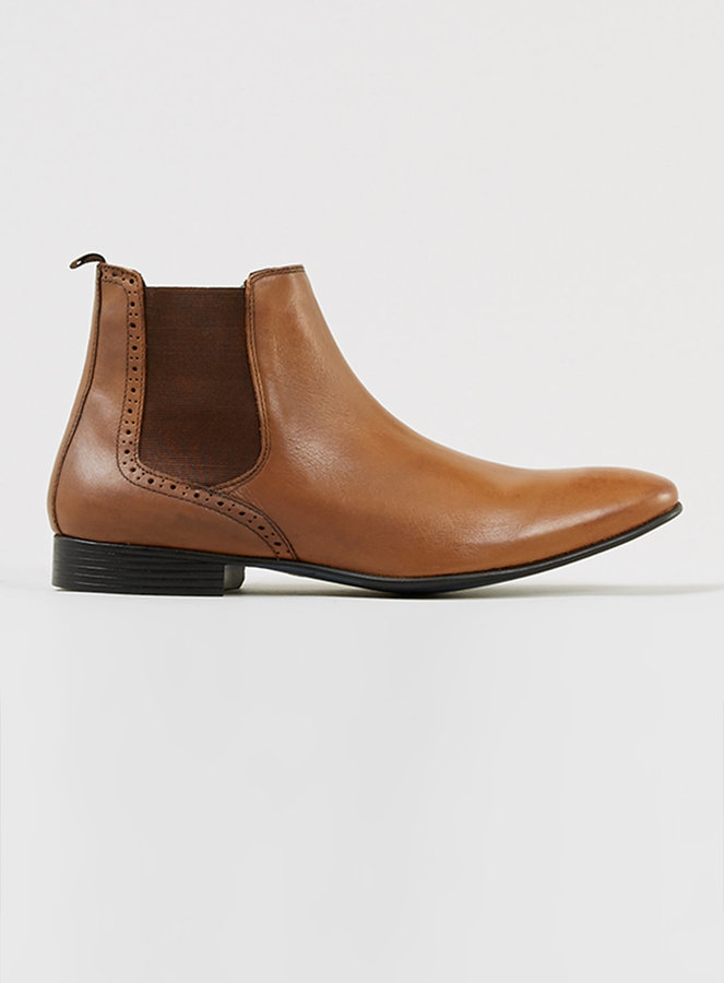 Topman Hazard Chelsea Burnished Tan Leather Chelsea Boots, $90 | Topman ...