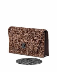 Akris Anouk Mini Calf Hair Chain Envelope Clutch Bag Cheetah