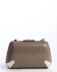 Balenciaga Brown Leather Metal Hinge Reversible Minaudiere Clutch
