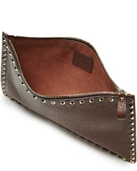Valentino Leather Rockstud Large Flat Clutch