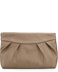 Poverty Flats By Rian Facile Hinge Gathered Faux Leather Clutch Bronze