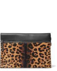 Victoria Beckham Small Calf Hair And Leather Clutch Leopard Print