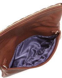 Neiman Marcus Woven Fold Over Clutch Bag Cocoa