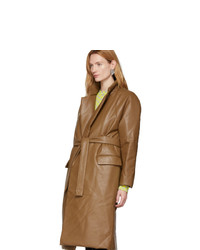 PushBUTTON Brown Faux Leather Hoody Coat
