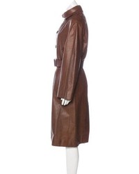 Prada Leather Belted Coat