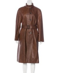 Prada Leather Belted Coat