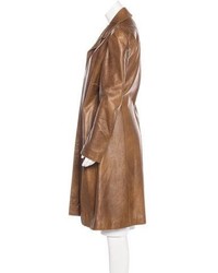 Marni Tie Accented Leather Coat