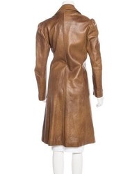 Marni Tie Accented Leather Coat