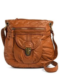 Bueno Solid Crossbody Handbag With Front Pocket Brown