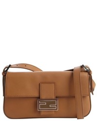Fendi Honey Brown Leather Mini Baguette Shoulder Bag