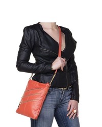 Rr Leather Triple Zip Leather Crossbody Bag