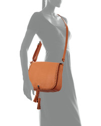 Badgley Mischka Tiffany Large Leather Shoulder Bag Cognac