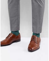 ASOS DESIGN Asos Derby Shoes In Tan Leather With Diamond Emboss Panel