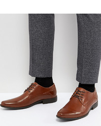 ASOS DESIGN Asos Wide Fit Lace Up Derby Shoes In Tan Faux Leather
