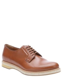 Prada Blue Leather Lace Up Derby Oxfords
