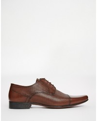 Asos Brand Derby Shoes In Brown Leather With Toe Cap