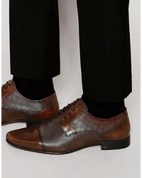 Asos Brand Derby Shoes In Brown Leather With Toe Cap