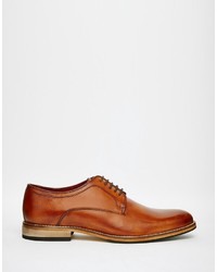Asos Brand Derby Shoes In Tan Leather